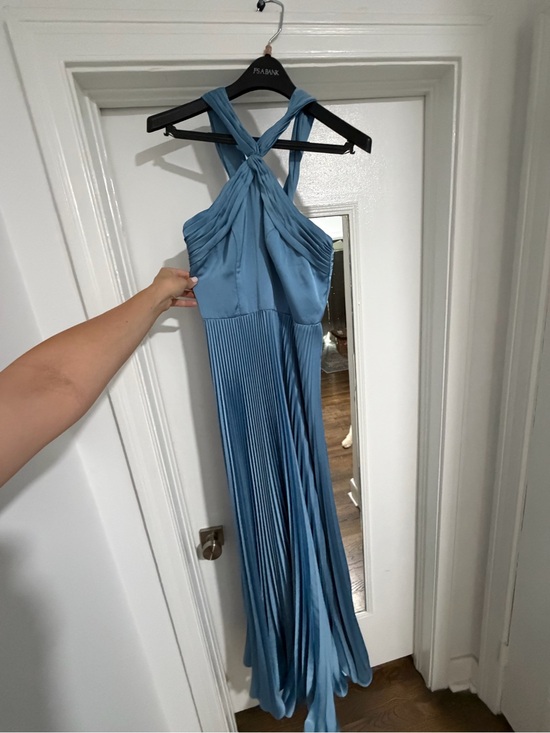 Azazie Dresses & Skirts - Azazie Dusty Blue Crisscross Pleated Maxi Dress